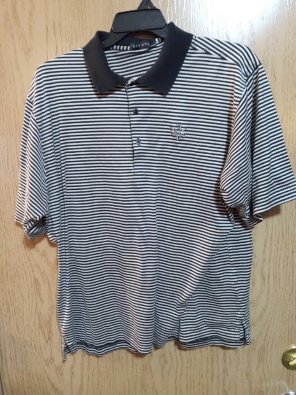 Men's Divots Polo Shirt Biege With Black Stripes XL Size